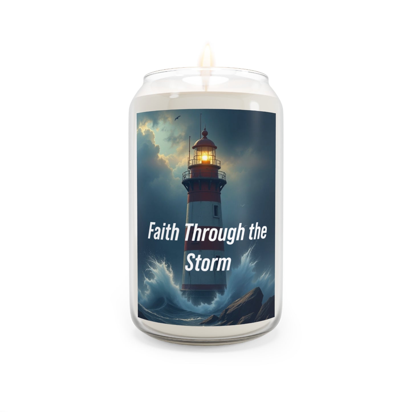 Lighthouse Scented Soy Candle — "Faith Through the Storm" 13.75oz