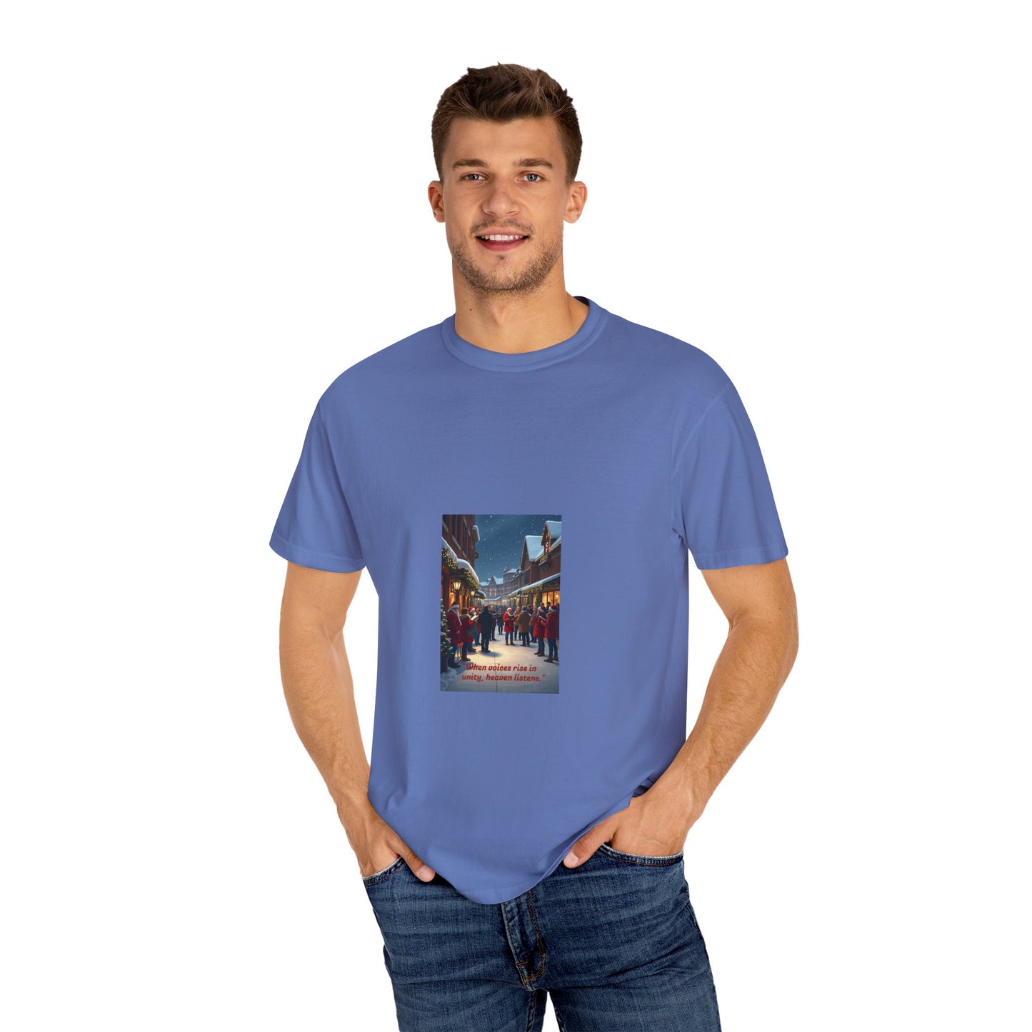 Cozy Winter Scene T-Shirt - Holiday Gift, Casual Wear, Layering Piece, Unisex Tee, Festive Fashion88a