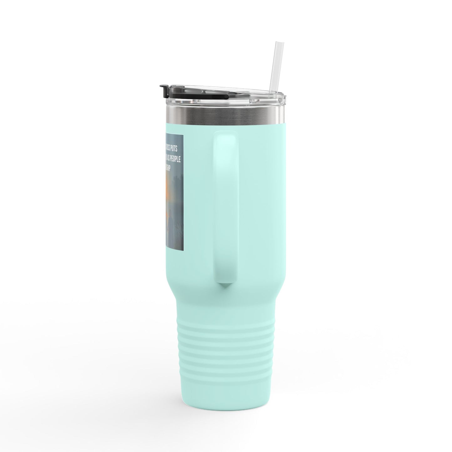 40oz Insulated Travel Mug — Inspirational Cross Light Prayer Design