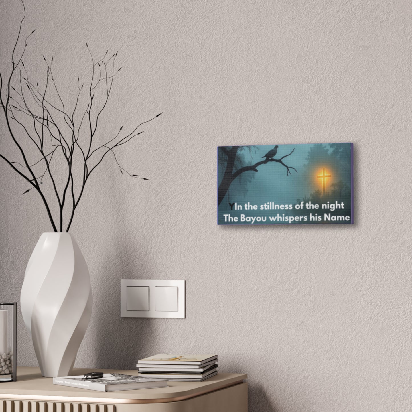 Bayou Night Canvas Wall Art — "In the stillness of the night the Bayou whispers his Name"