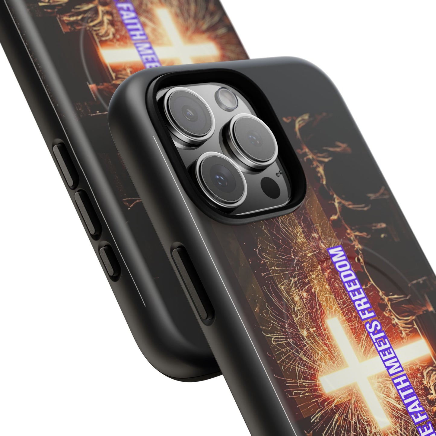Christian Cross Phone Case - "Where Faith Meets Freedom" Tough Magnetic Case