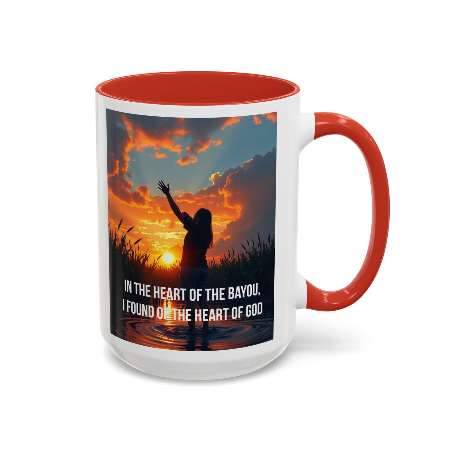 Inspirational Bayou Coffee Mug — "In the Heart of the Bayou, I Found God"