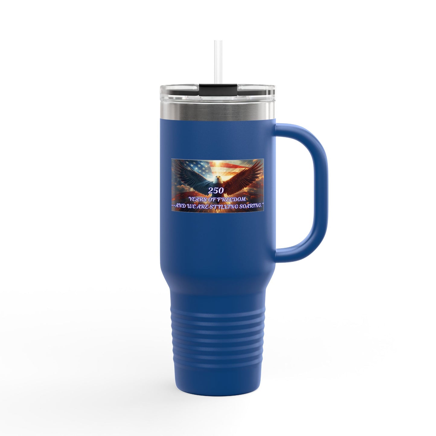 40oz Insulated Travel Mug — American Flag Eagle Graphic, Durable Stainless Steel Tumbler