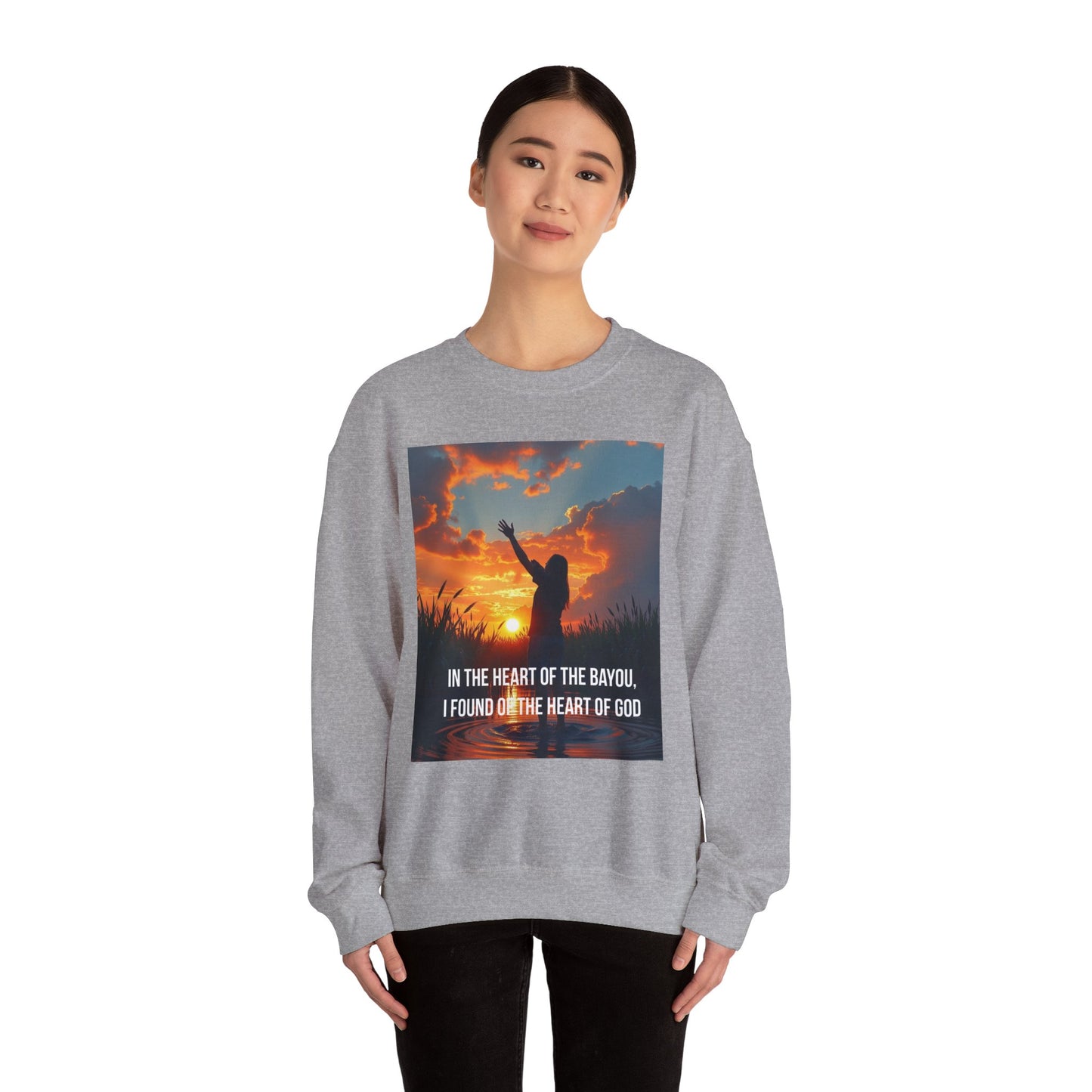 Christian Crewneck Sweatshirt — "In the Heart of the Bayou, I Found the Heart of God"