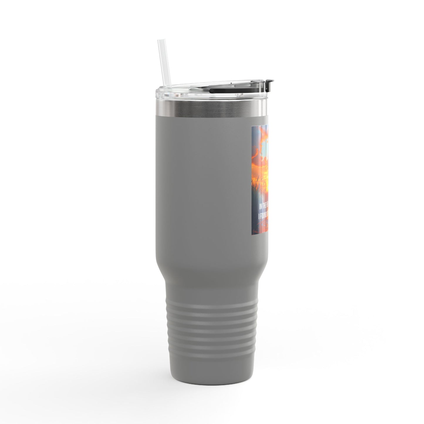40oz Insulated Travel Mug — "In the Heart of the Bayou I Found Home (Sunset Silhouette)"