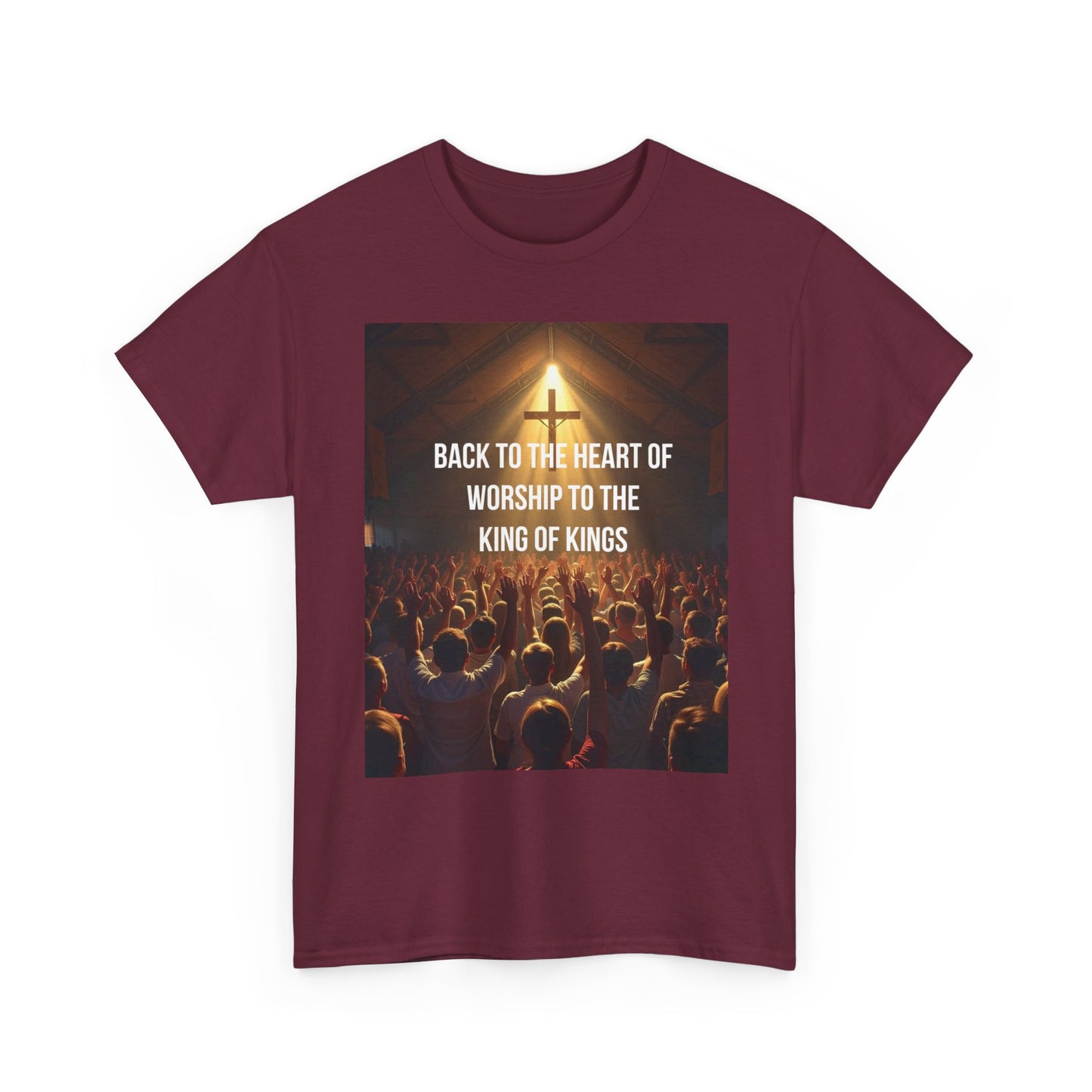 Worship Concert Tee — "Back to the Heart of Worship to the King of Kings" Christian T-Shirt