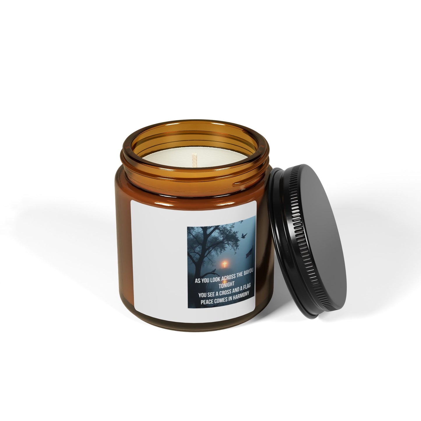 Soy Candle Amber Jar — Serenity Scent with Inspirational Quote