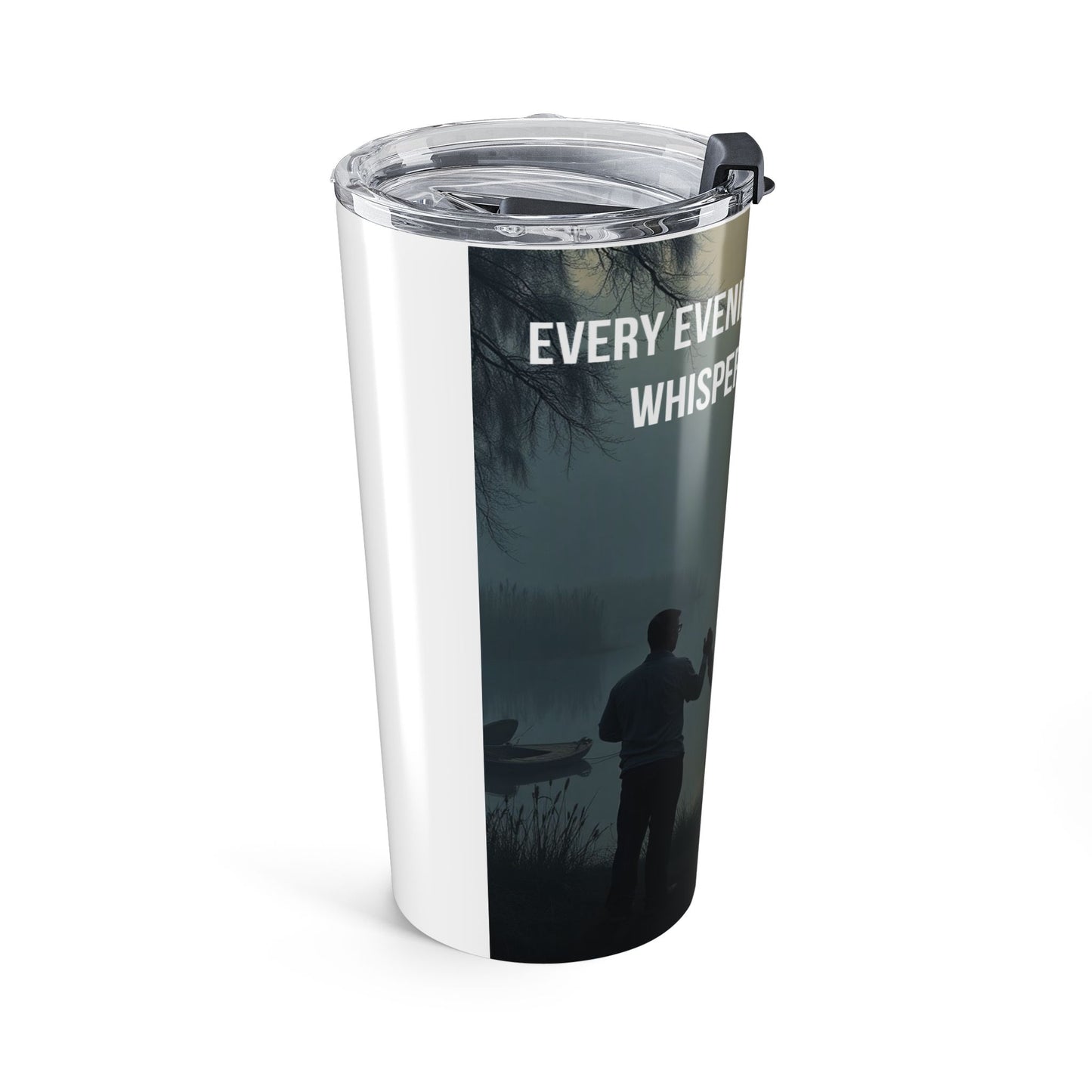 Christian Prayer Tumbler 20oz — Silhouette Worship with Cross and 'Every Evening' Verse