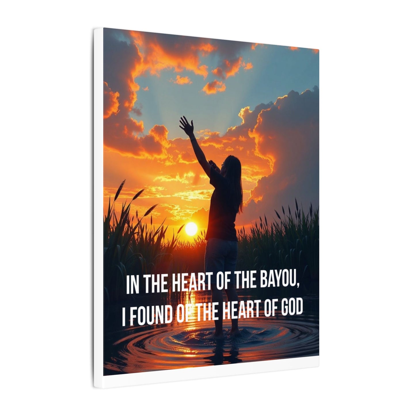 Faith-Inspired Bayou Sunset Canvas - "In the Heart of the Bayou, I Found the Heart of God"