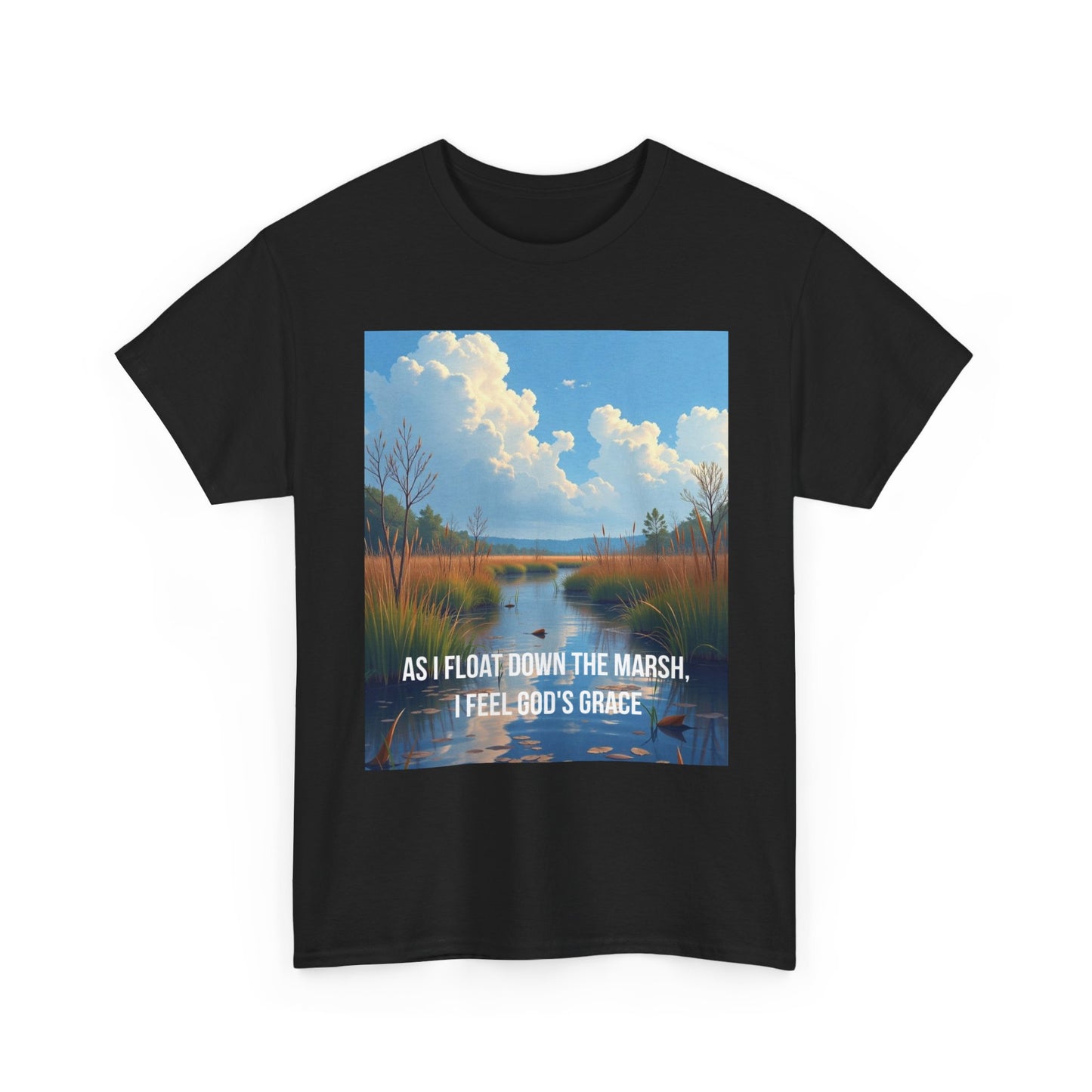 Marsh Landscape Tee — "As I Float Down the Marsh, I Feel God’s Grace"