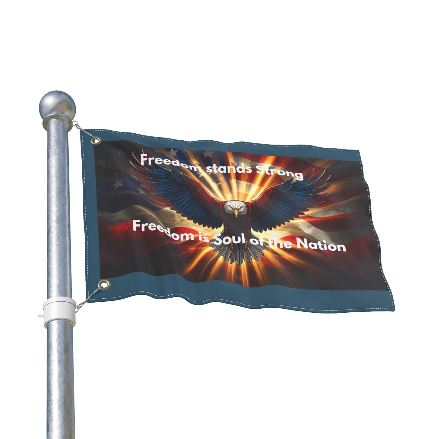 Freedom Stands Strong Double-Sided Patriotic Flag — Eagle & American Flag Design