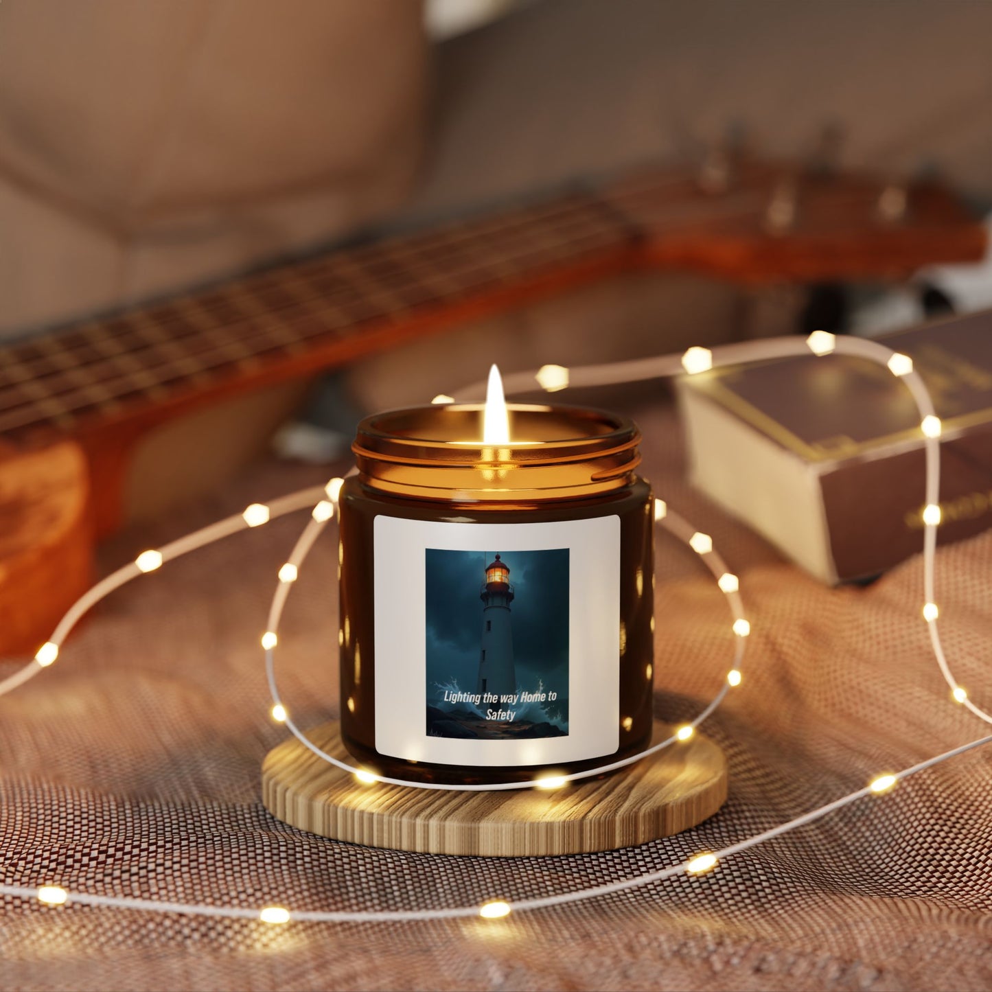 Lighthouse Glow Scented Soy Candle — Amber Jar (Calming Ocean Fragrance)