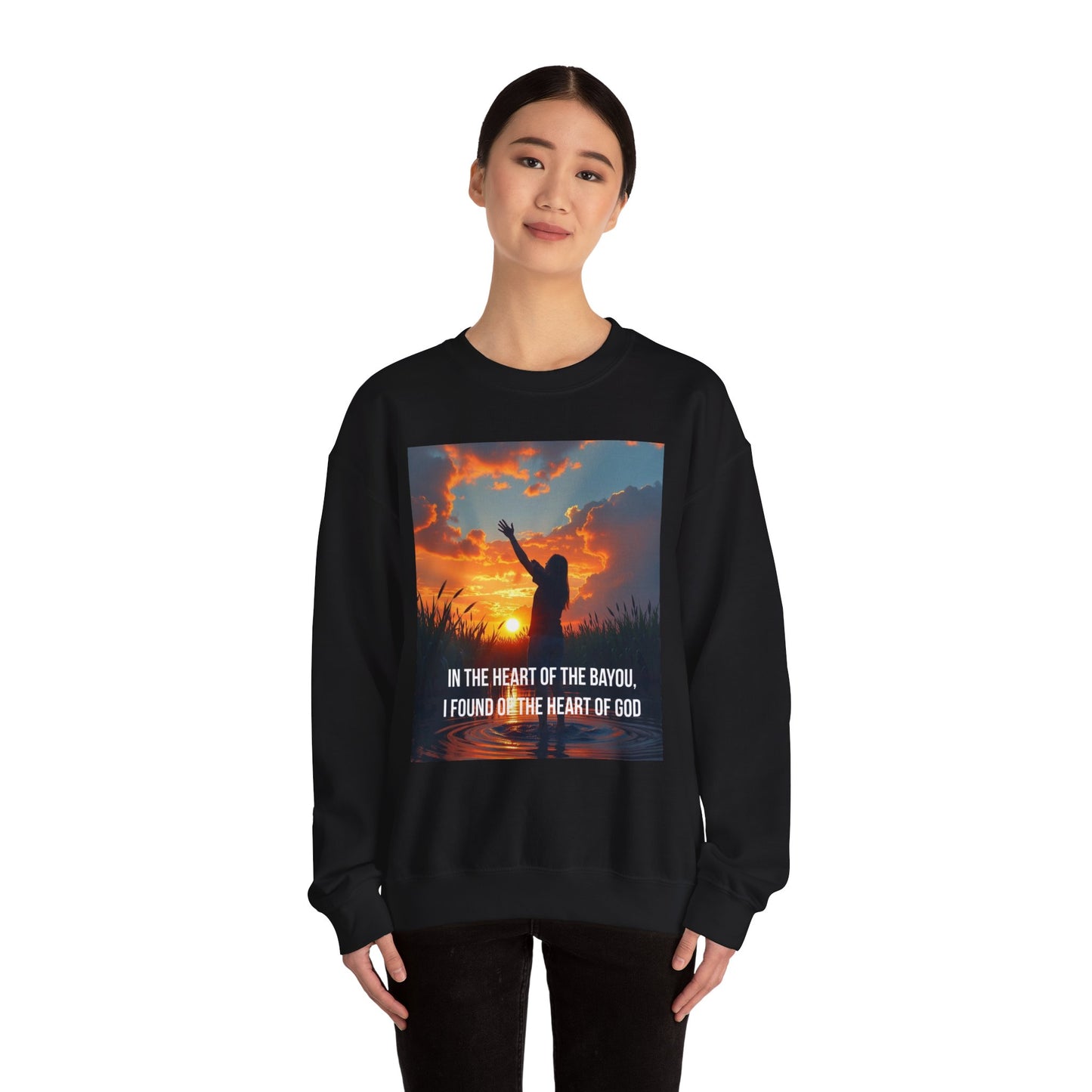 Christian Crewneck Sweatshirt — "In the Heart of the Bayou, I Found the Heart of God"