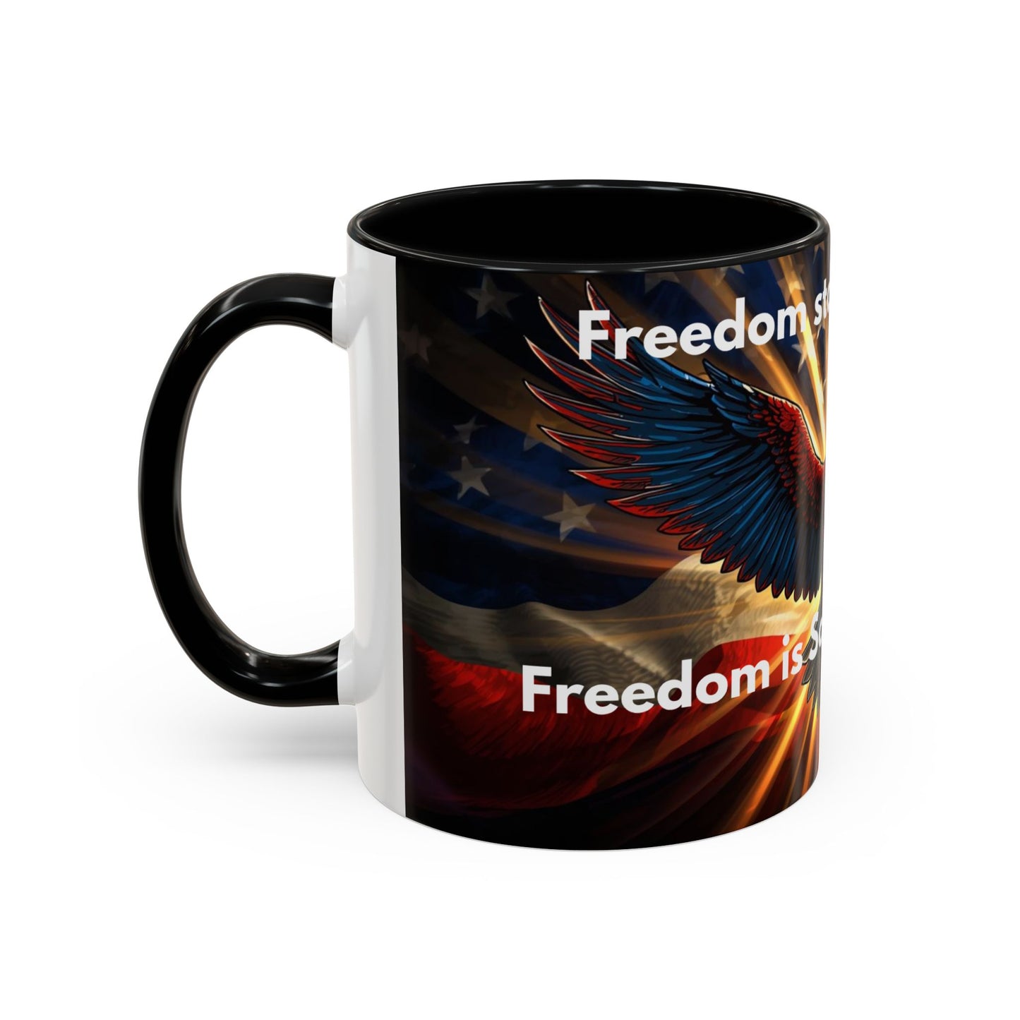Patriotic Eagle Coffee Mug — "Freedom Stands Strong" Accent 11/15oz