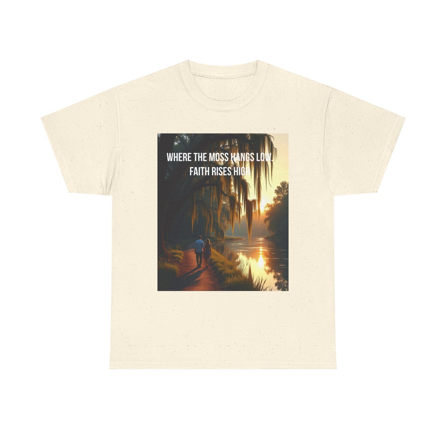Faith Rising Tee — "Where the Moss Hangs Low, Faith Rises High" Sunset Bay Graphic T-Shirt
