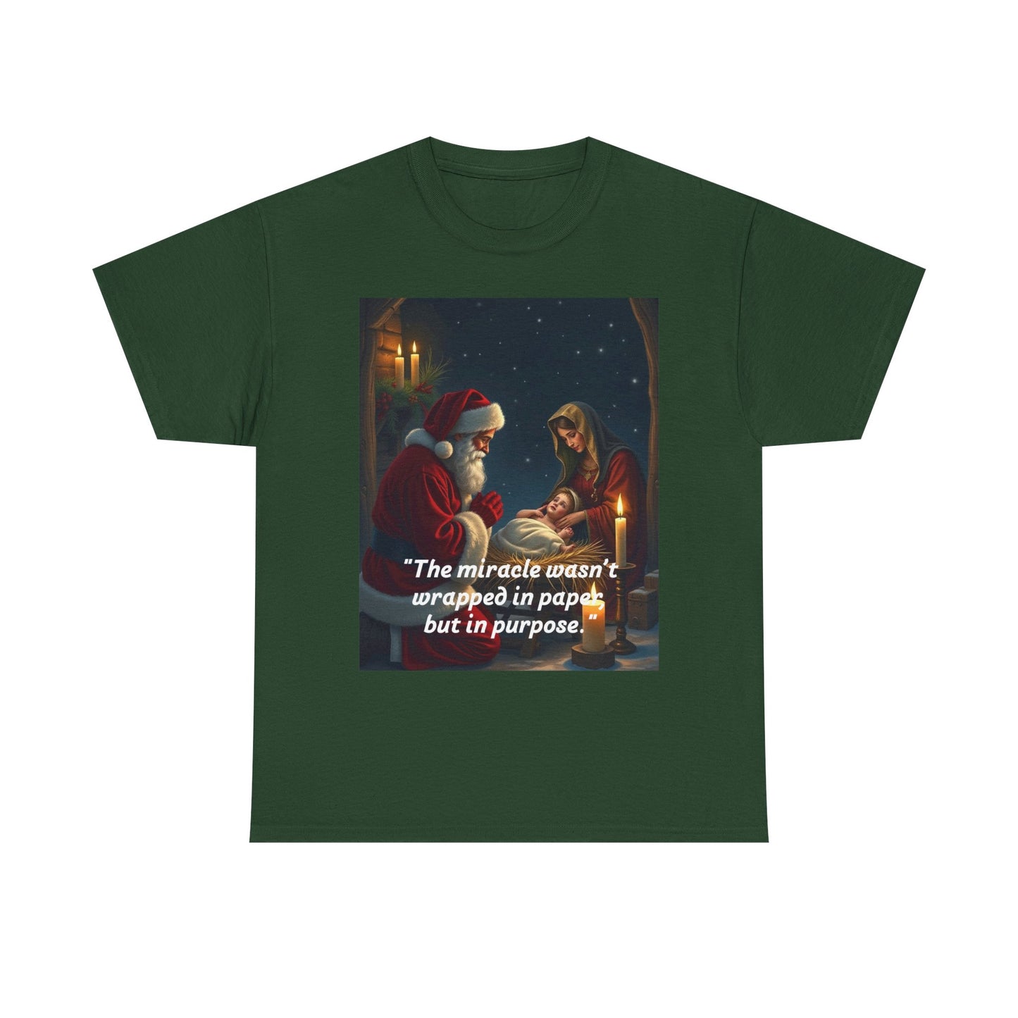 Christmas Inspirational Tee, Unisex Heavy Cotton Tee, Santa Shirt, Holiday Gift, Family Gathering, Faith-Based Apparel
