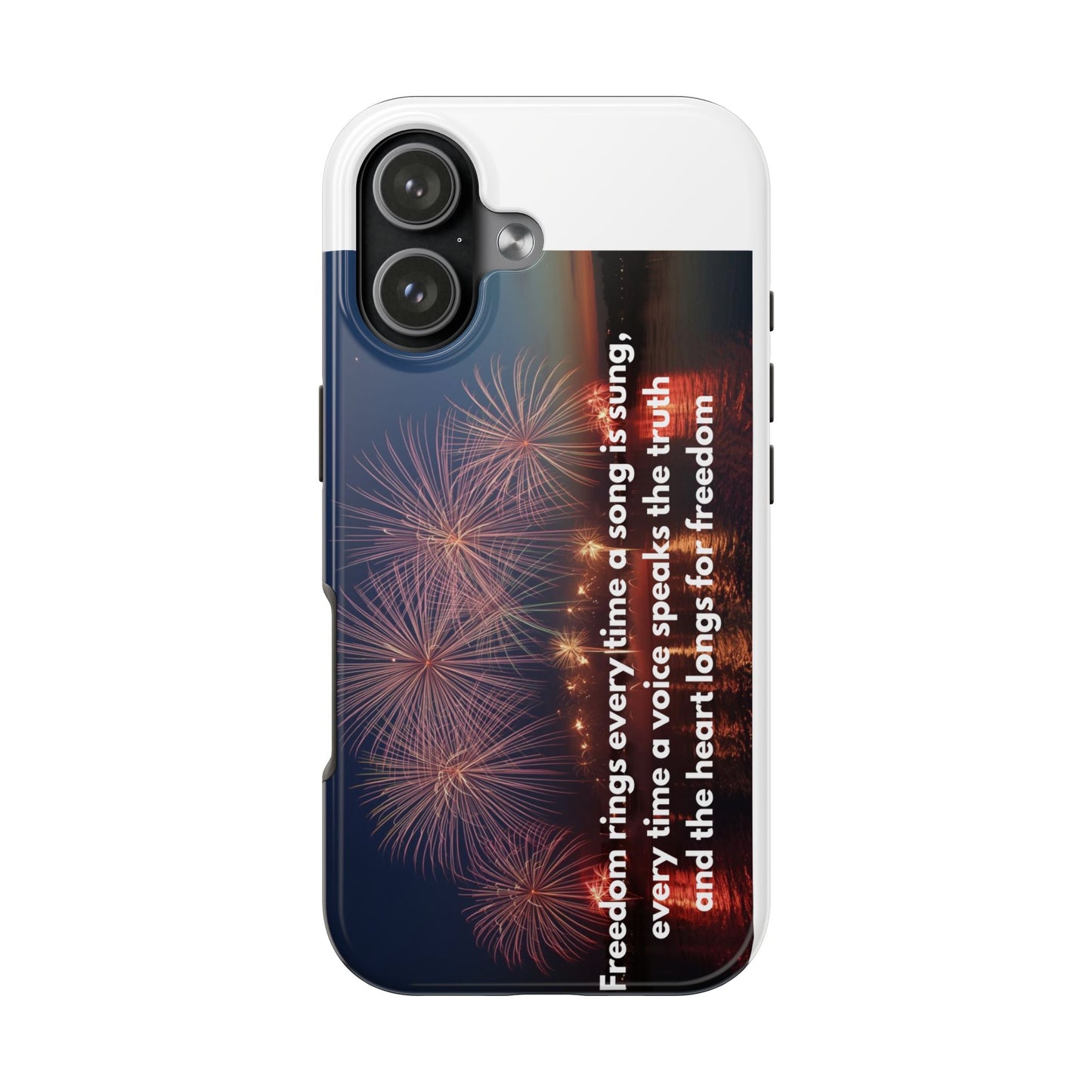 Patriotic Fireworks Tough Phone Case — "Freedom" Quote Protective Cover