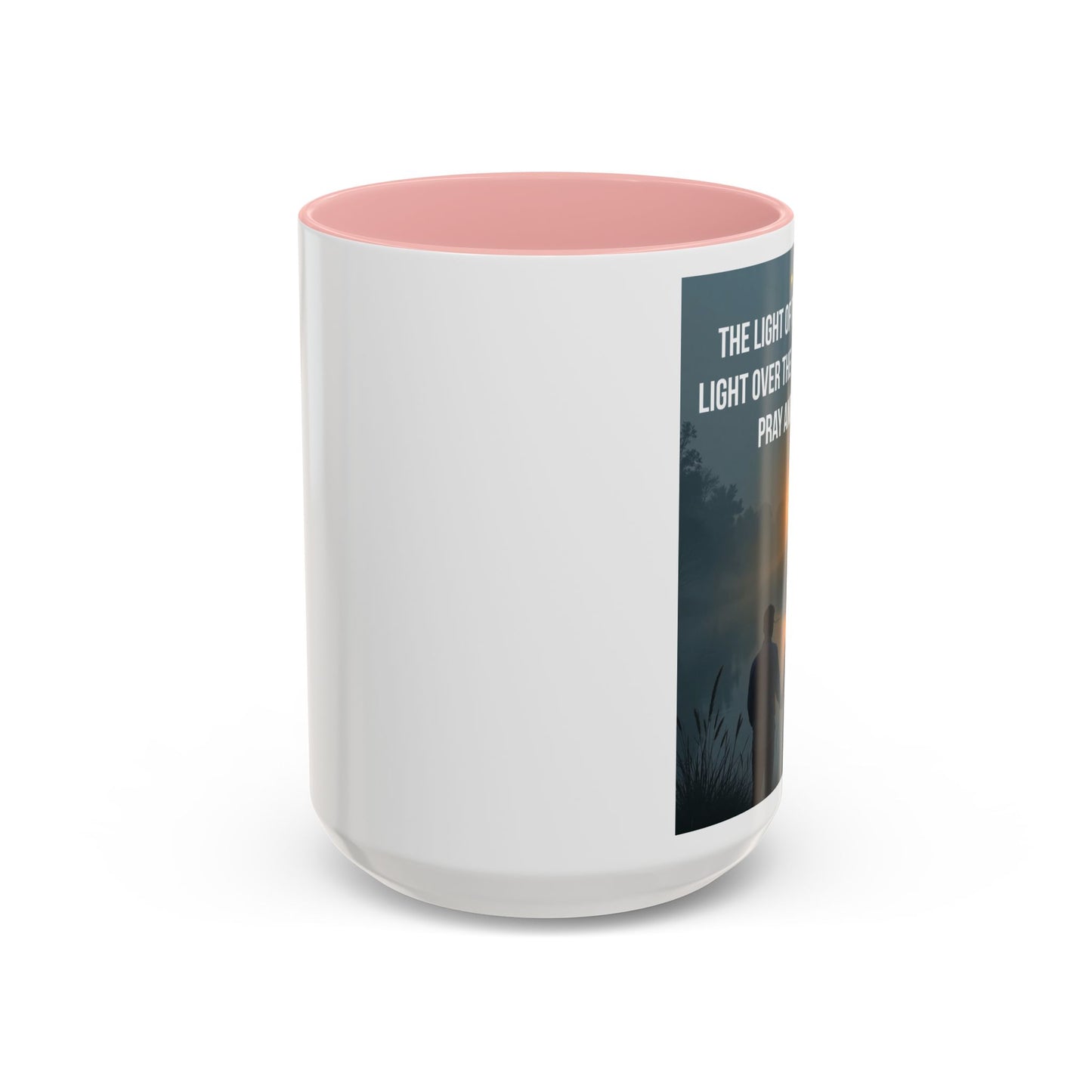 Christian Accent Coffee Mug — “The Light of the Cross” Inspirational Bible Verse Design