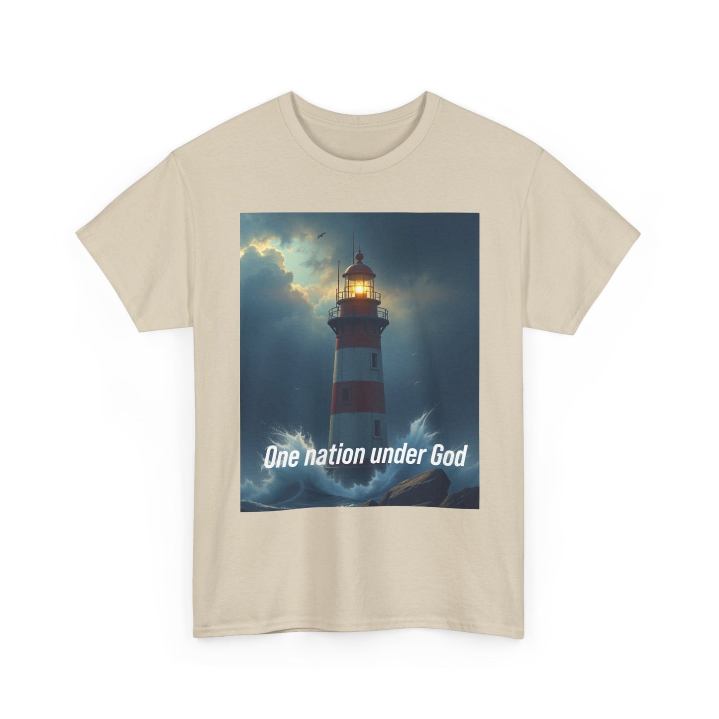 Lighthouse 'One Nation Under God' Tee — Patriotic Faith Graphic T-Shirt