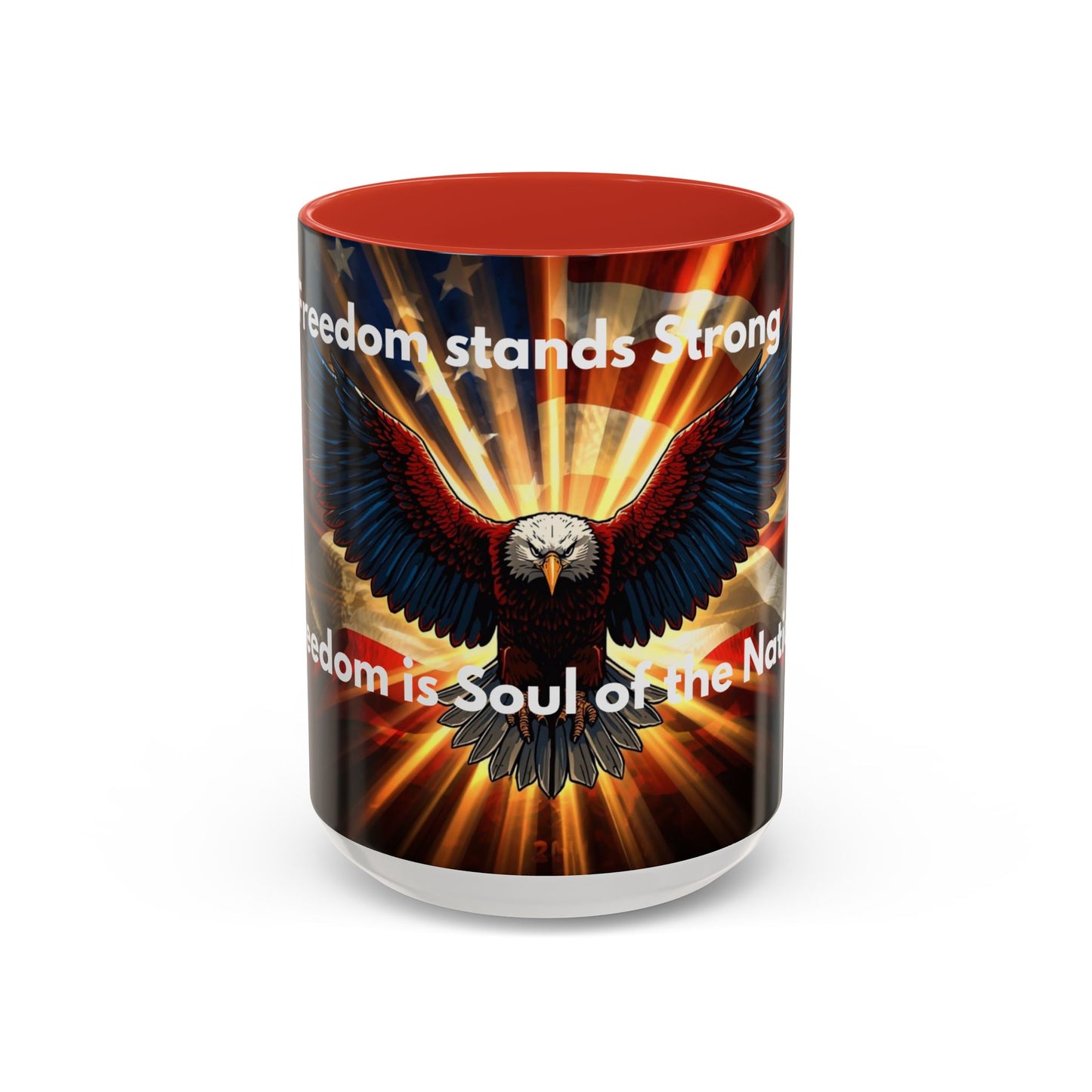 Patriotic Eagle Coffee Mug — "Freedom Stands Strong" Accent 11/15oz