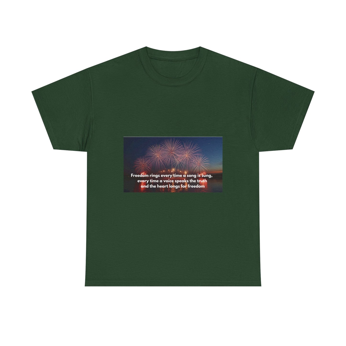 T-Shirt — Patriotic Fireworks Tee with 'Freedom Rings' Quote