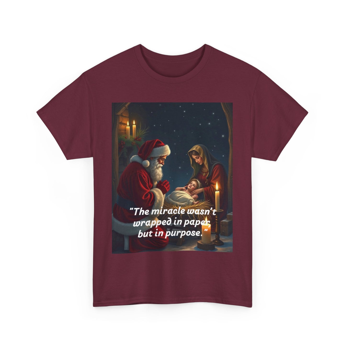 Christmas Inspirational Tee, Unisex Heavy Cotton Tee, Santa Shirt, Holiday Gift, Family Gathering, Faith-Based Apparel