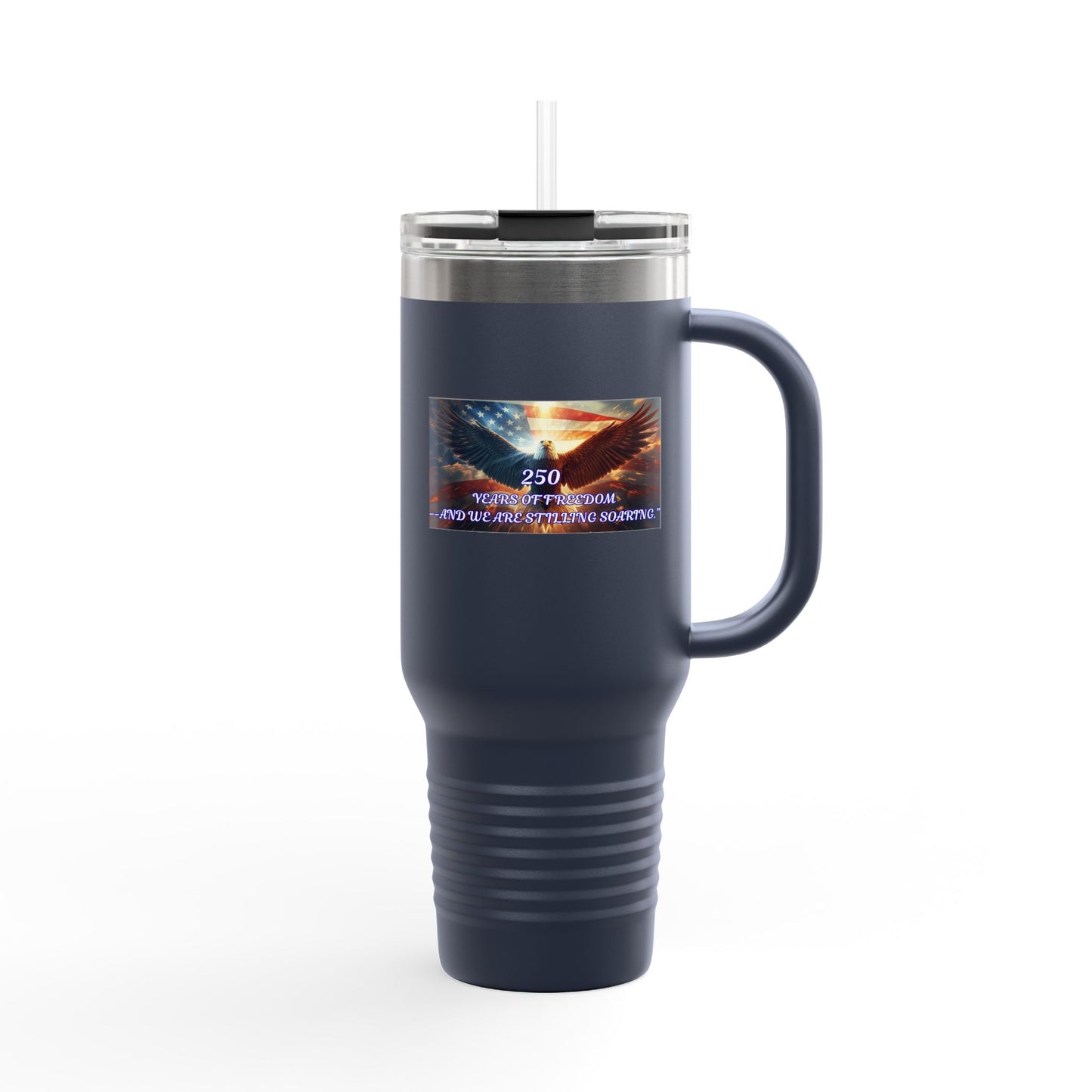 40oz Insulated Travel Mug — Patriotic Eagle Flag Design ("250")