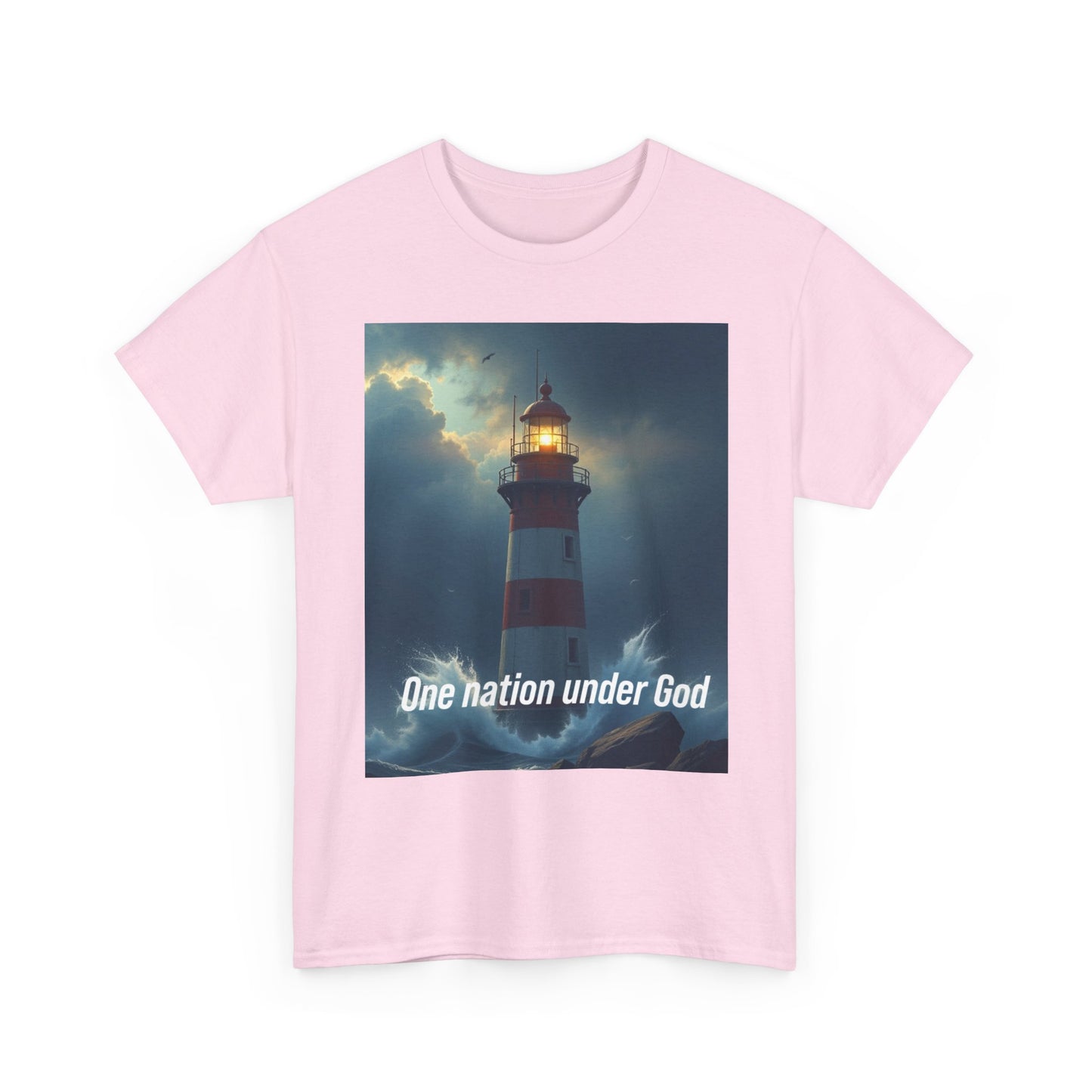 Lighthouse 'One Nation Under God' Tee — Patriotic Faith Graphic T-Shirt