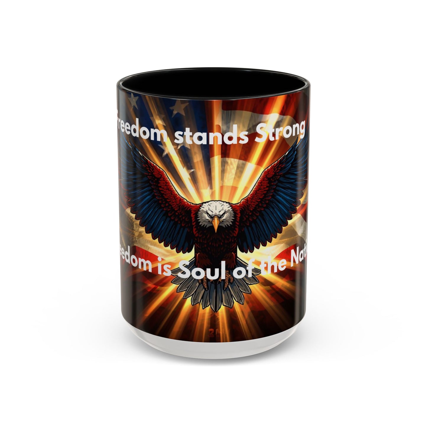Patriotic Eagle Coffee Mug — "Freedom Stands Strong" Accent 11/15oz