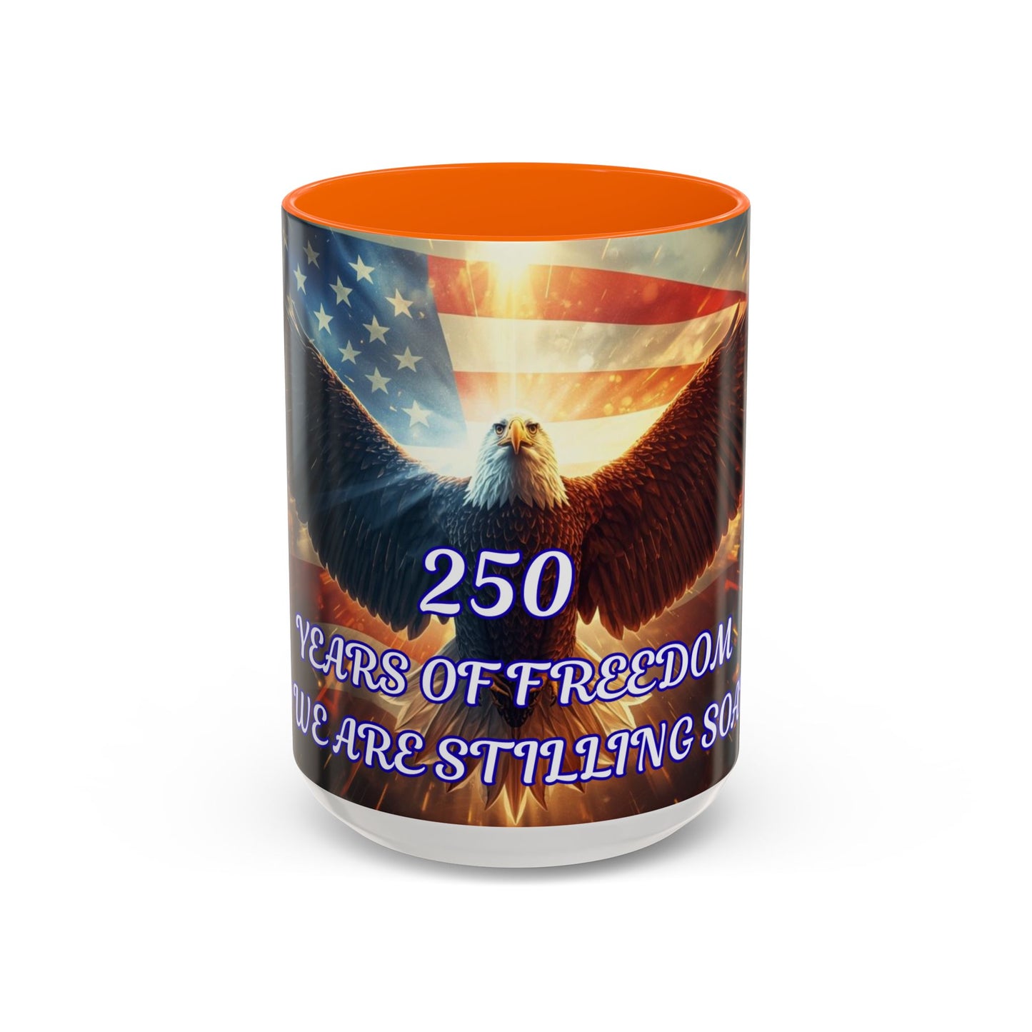 Patriotic Eagle Coffee Mug – "250 Years of Freedom" Accent 11/15oz