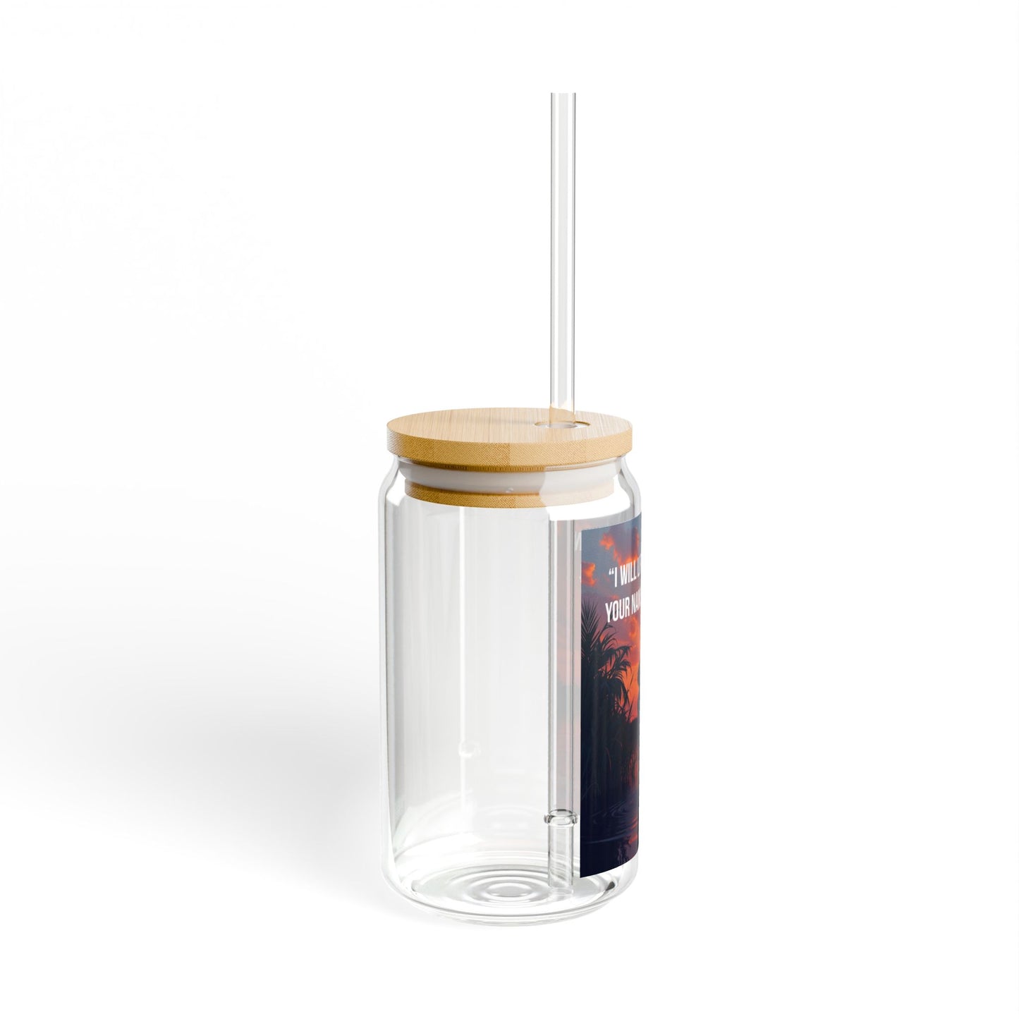 Psalm 63:4 Sunrise Faith Sipper Glass — 16oz Inspirational Tumbler with Straw
