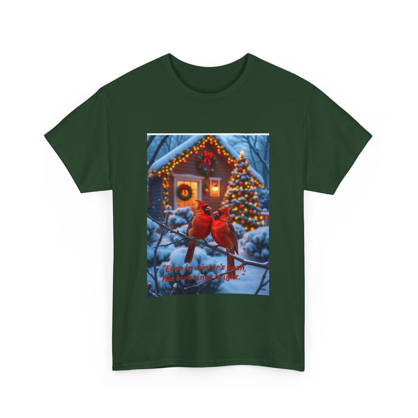 Cozy Winter Tee, Christmas Shirt, Holiday Gift, Unisex Cotton Tee, Winter Vibes, Cardinal T-Shirt