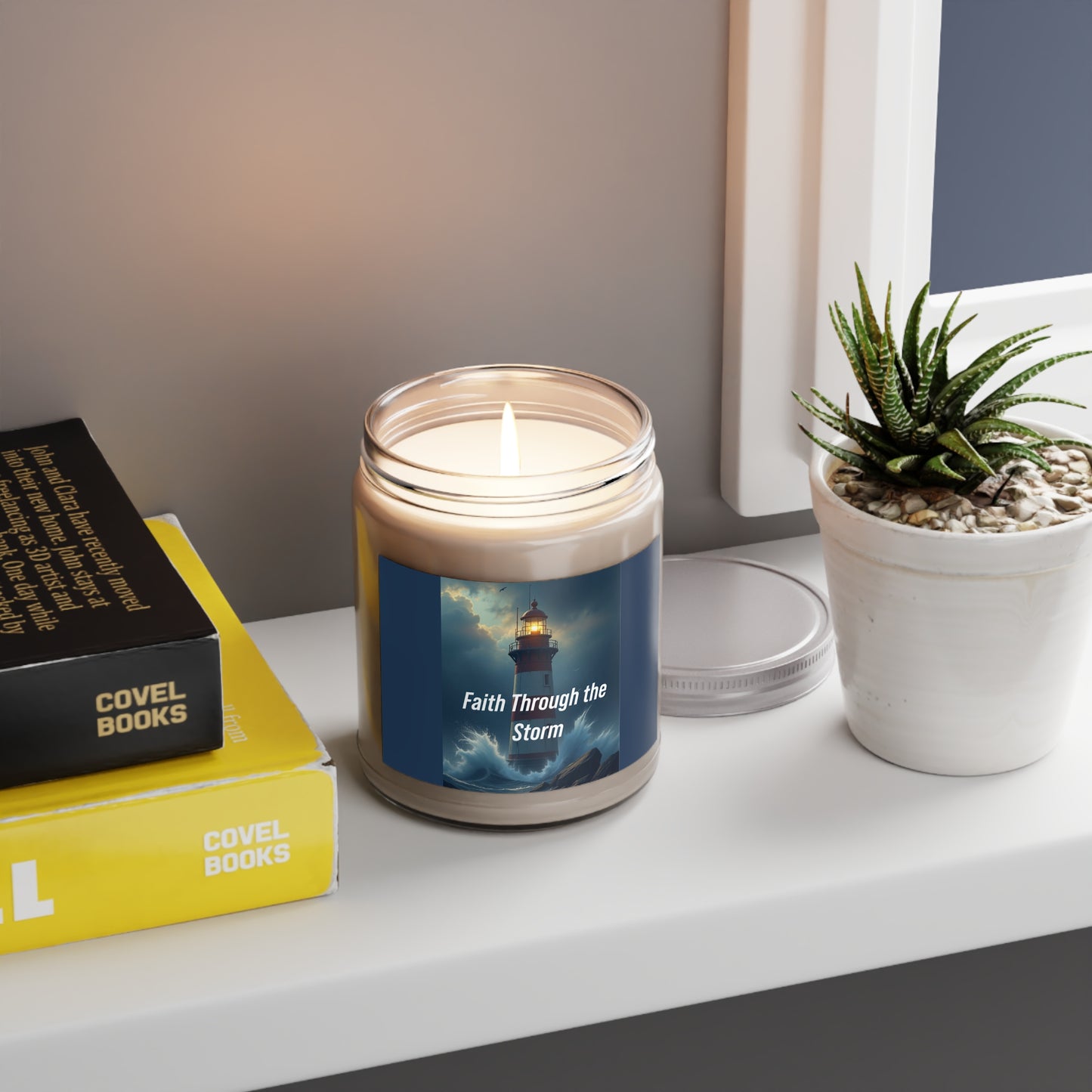 Faith Through the Storm Soy Candle — 9 oz Scented Jar (White Lid)