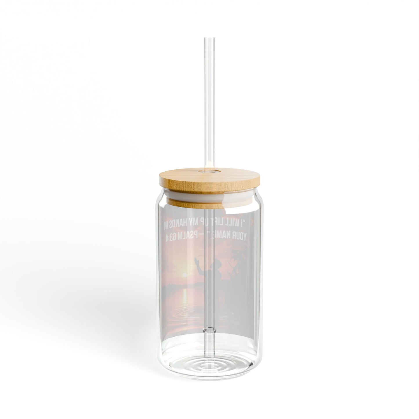 Psalm 63:4 Sunrise Faith Sipper Glass — 16oz Inspirational Tumbler with Straw