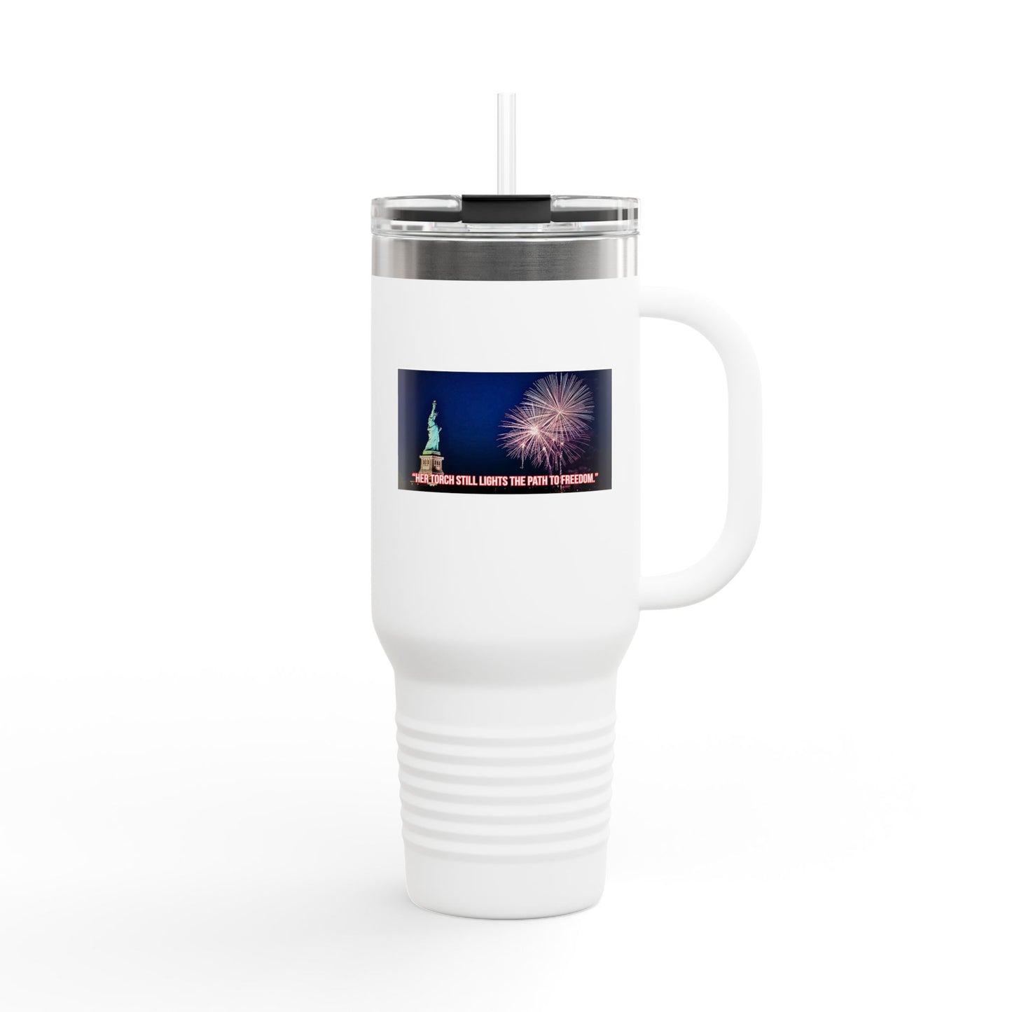 40oz Insulated Travel Mug — Statue of Liberty Fireworks Design