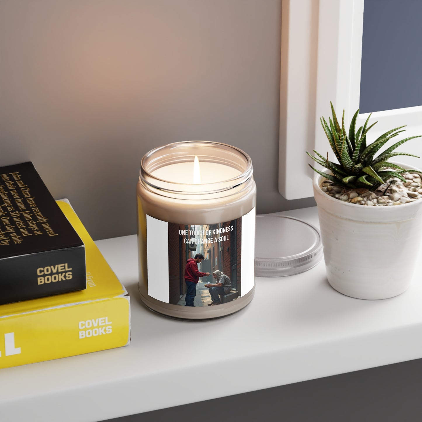 Soy Candle – "One Touch of Kindness Can Change a Soul" (9oz, White Lid)
