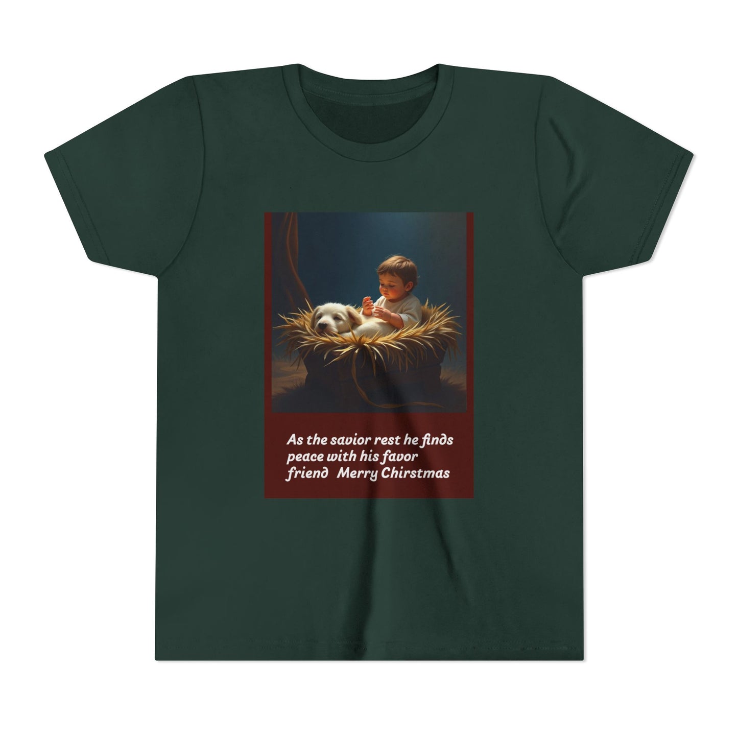 Youth Short Sleeve Tee - Merry Christmas Kid & Panda Design, Holiday Gift, Child's Tee, Cute Christmas Shirt, Winter Apparel