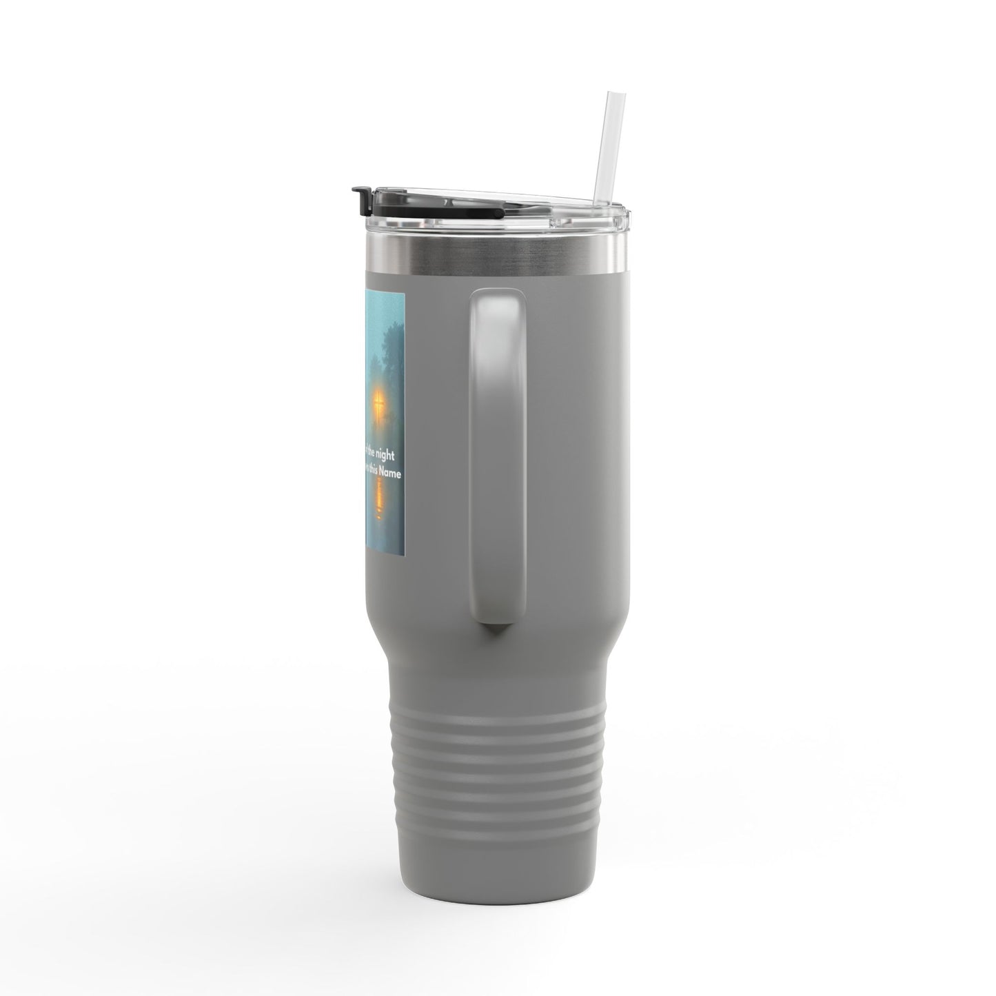40oz Insulated Travel Mug — Moody Forest Nightscape with Quote