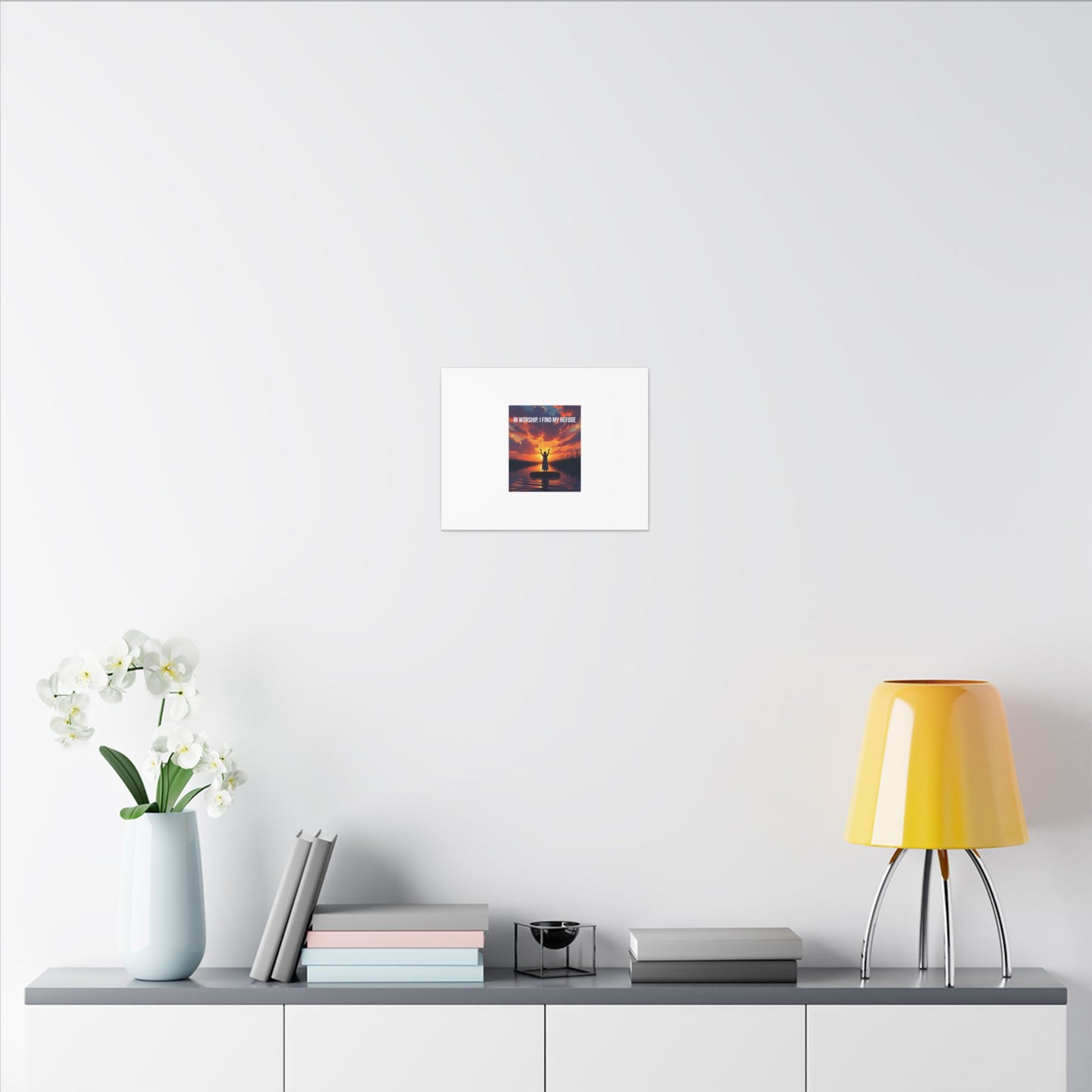 Worship Sunrise Canvas Art – "In Worship I Find My Refuge" Stretched Wall Canvas
