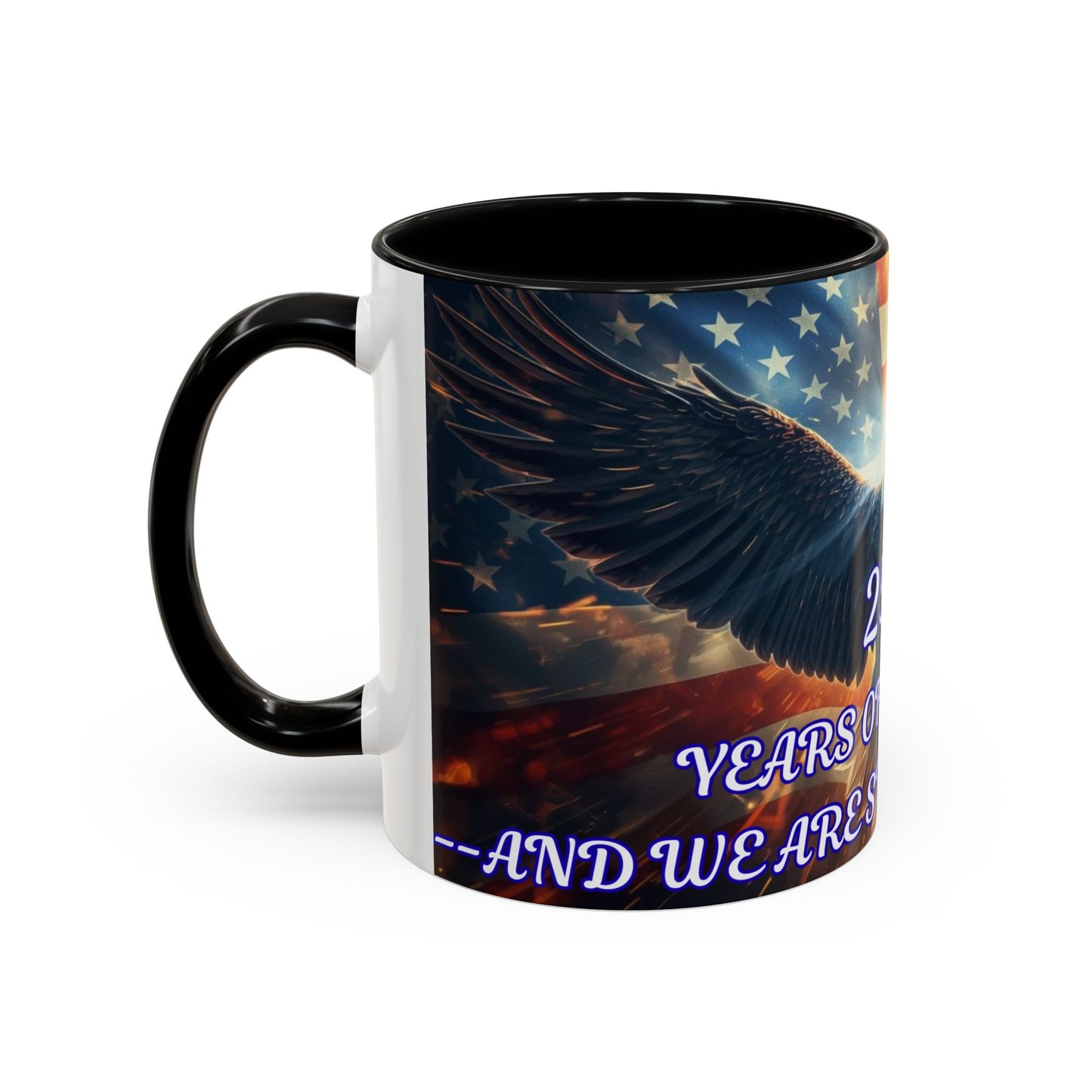 Patriotic Eagle Coffee Mug – "250 Years of Freedom" Accent 11/15oz