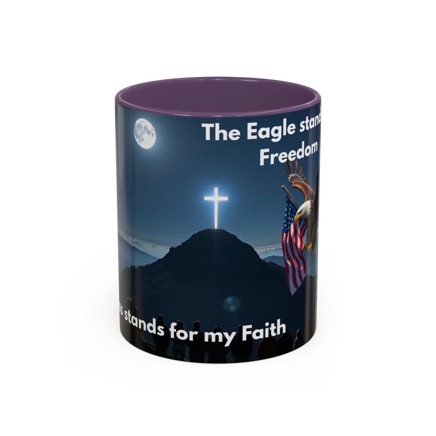 Patriotic Faith Coffee Mug — 'The Eagle Stands for Freedom' 11/15oz Accent Mug