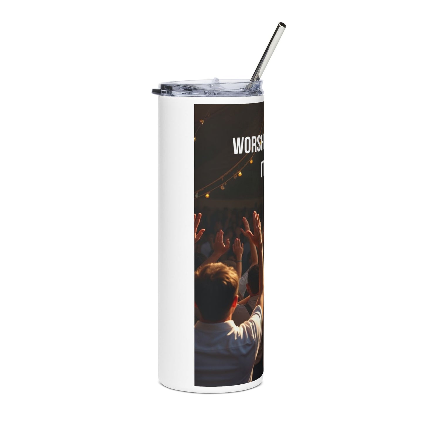 20oz Worship Tumbler — 'Worship Isn't What I Do, It's Who I Am' Stainless Steel Travel Cup