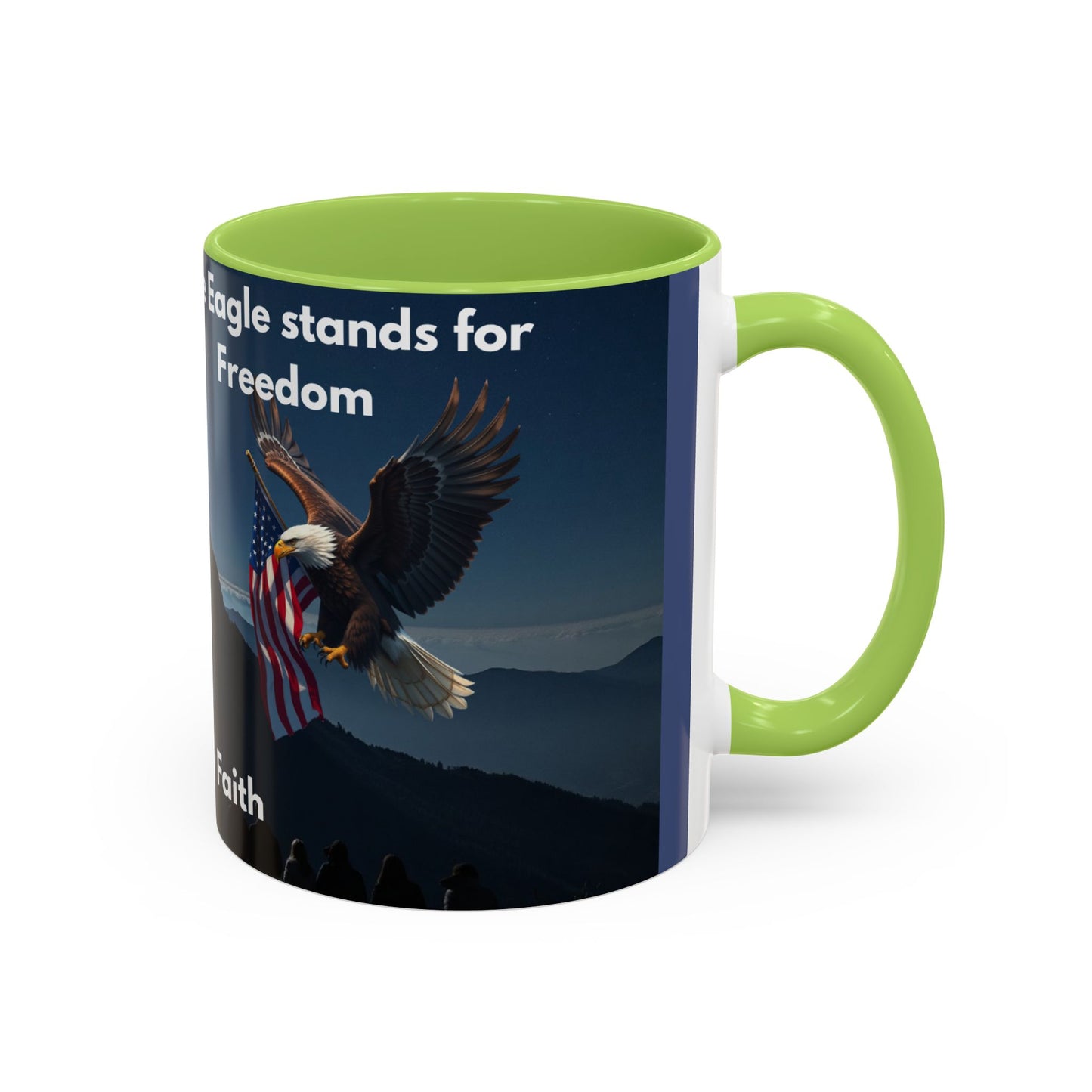 Patriotic Faith Coffee Mug — 'The Eagle Stands for Freedom' 11/15oz Accent Mug
