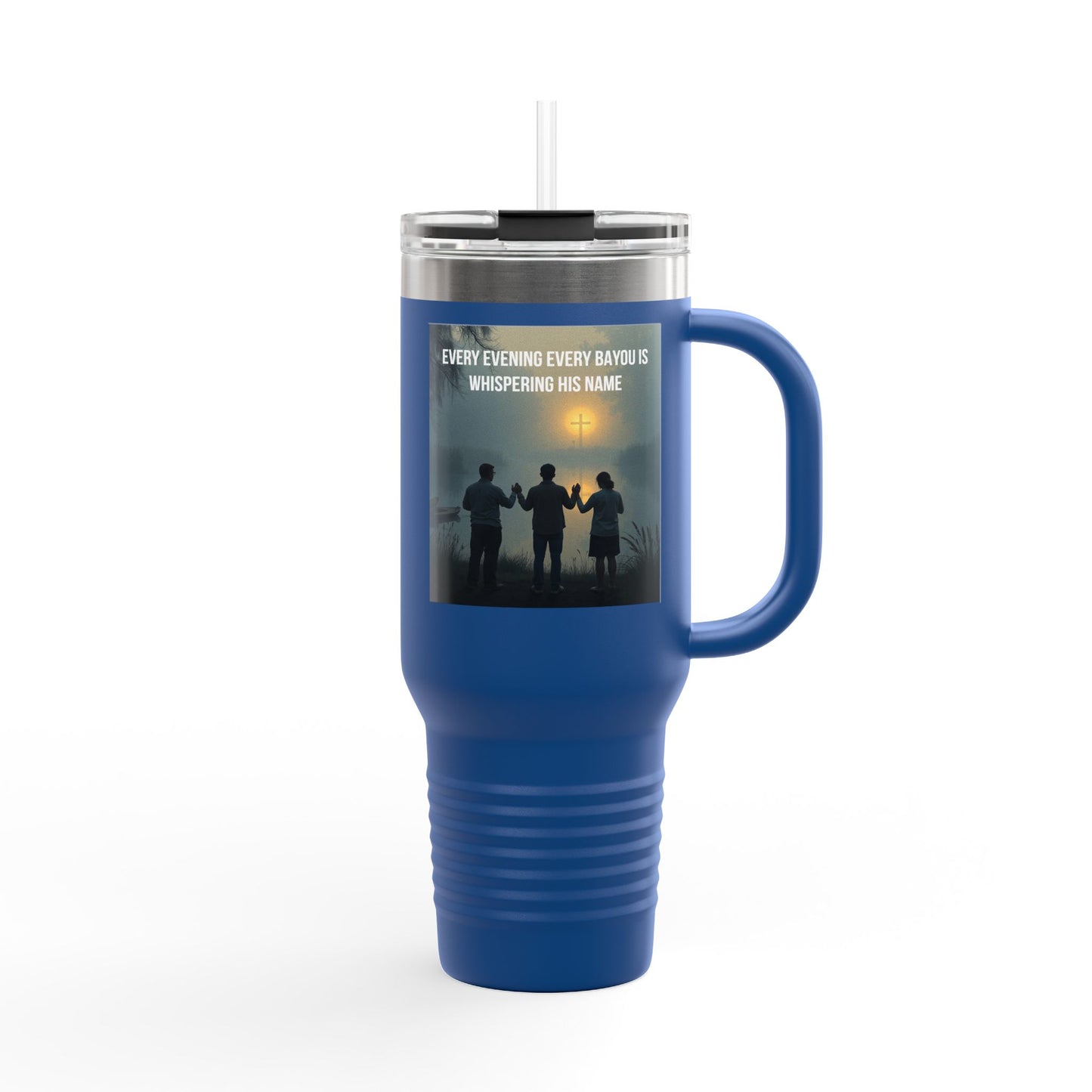 40oz Insulated Travel Mug — "Every Evening, Every Bayou" Family Silhouette Design