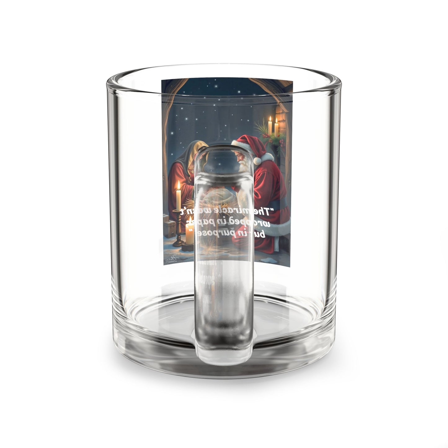 Christmas-Themed Glass Mug, Holiday Gift Mug, Festive Coffee Cup, Santa Mug, Winter Wonderland Drinkware