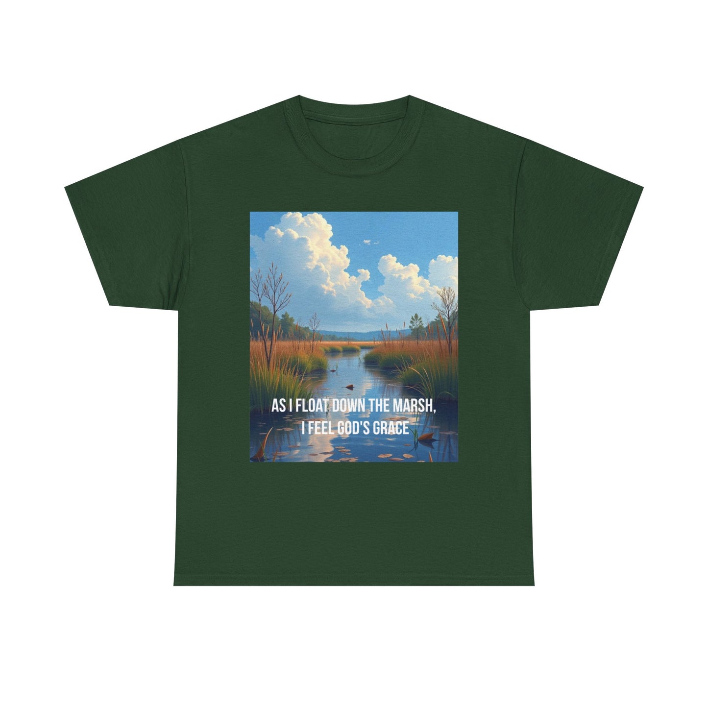 Marsh Landscape Tee — "As I Float Down the Marsh, I Feel God’s Grace"