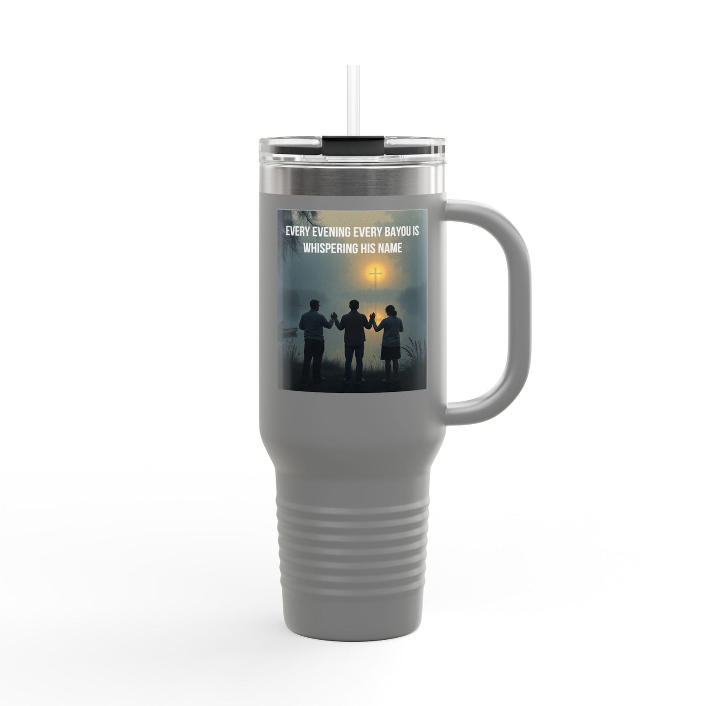 40oz Insulated Travel Mug — "Every Evening, Every Bayou" Family Silhouette Design