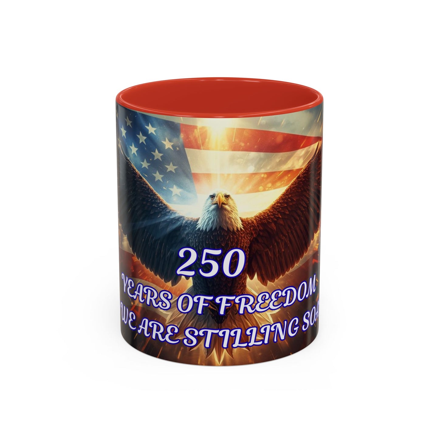 Patriotic Eagle Coffee Mug – "250 Years of Freedom" Accent Mug