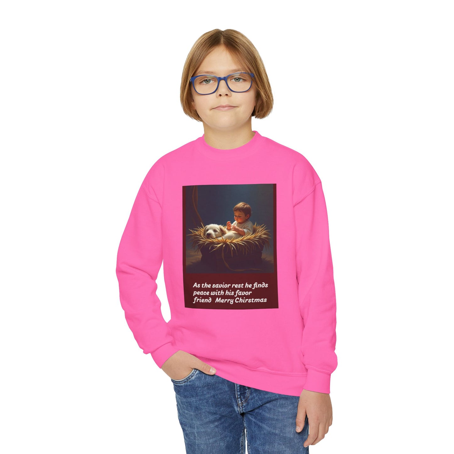 Youth Holiday Crewneck Sweatshirt, Festive Sweatshirt, Christmas Outfits for Kids, Religious Gift for Young Ones, Cozy Winter Apparel, [...]