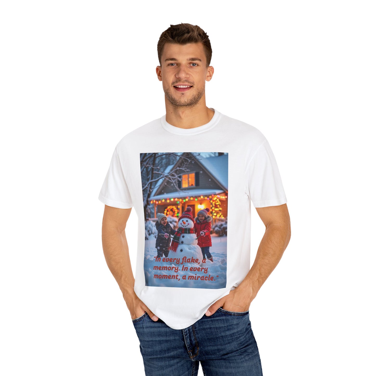 Holiday Memory T-shirt, Unisex Winter Tee, Snowman Shirt, Christmas Tee, Family Gathering Apparel, Winter Celebration Wear
